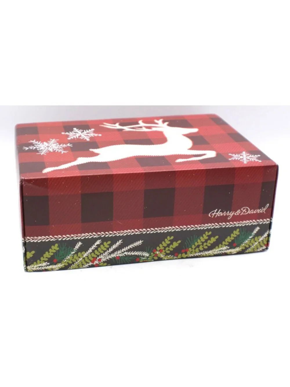 Harry and David Buffalo Plaid Reindeer Gift Box Keepsakes Gifting Holiday Empty